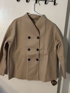Classic Double-Breasted Women's Coat in Beige
